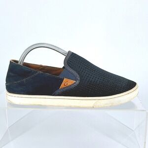 OluKai Womens Size 8.5 Pehuea Navy Blue Mesh Slip On Sneakers Low Top Shoes